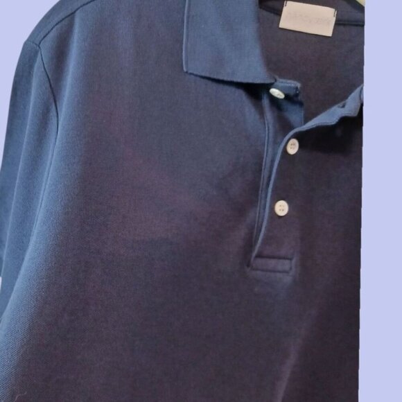 Håndværk Classic Pique Polo Shirt Mens Short Sleeve Navy Blue Size Medium - Picture 2 of 13